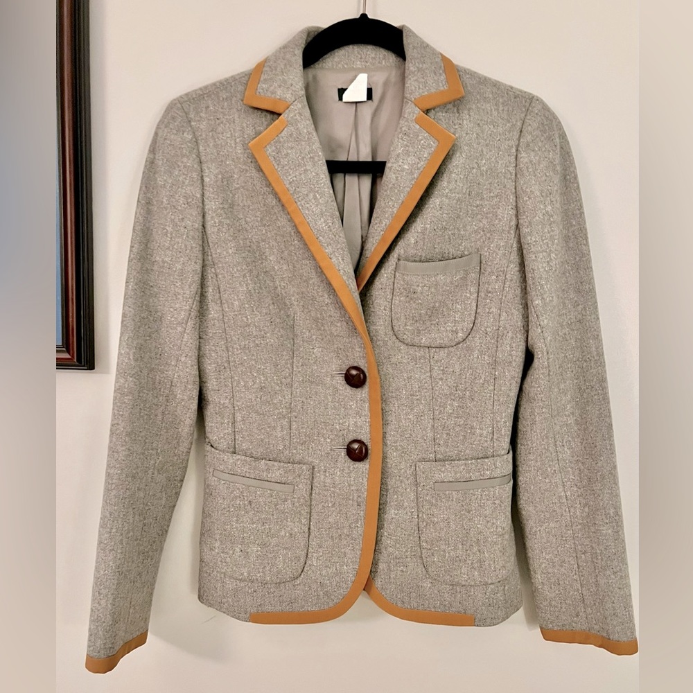 J.Crew Schoolboy Blazer Jacket Wool Blend Silk Trim 0